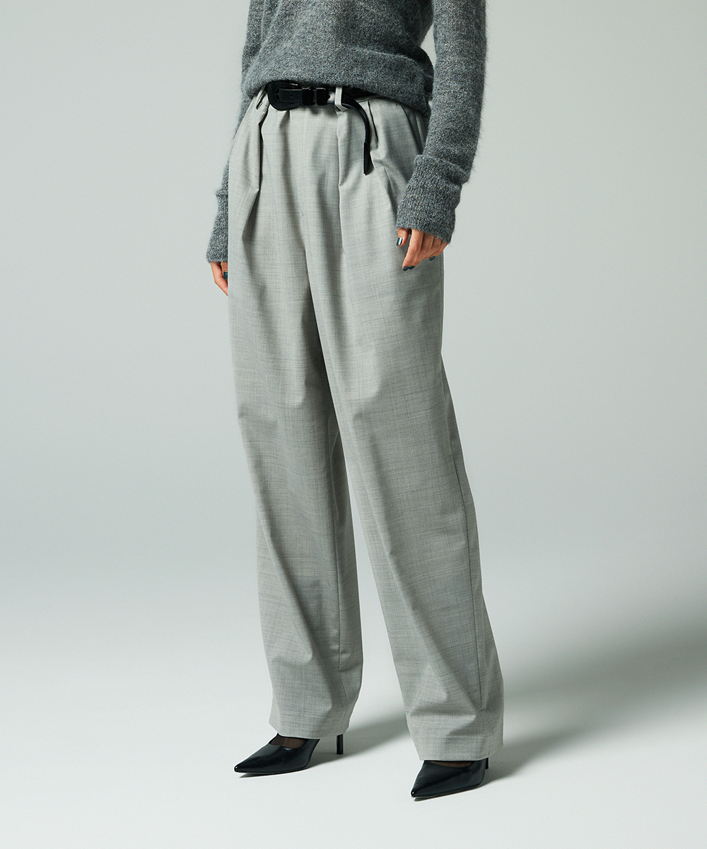 EAUVIRE ワイドテーパードパンツ ライトグレー