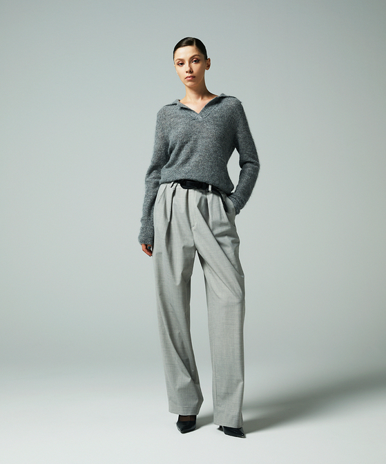 EAUVIRE ワイドテーパードパンツ ライトグレー