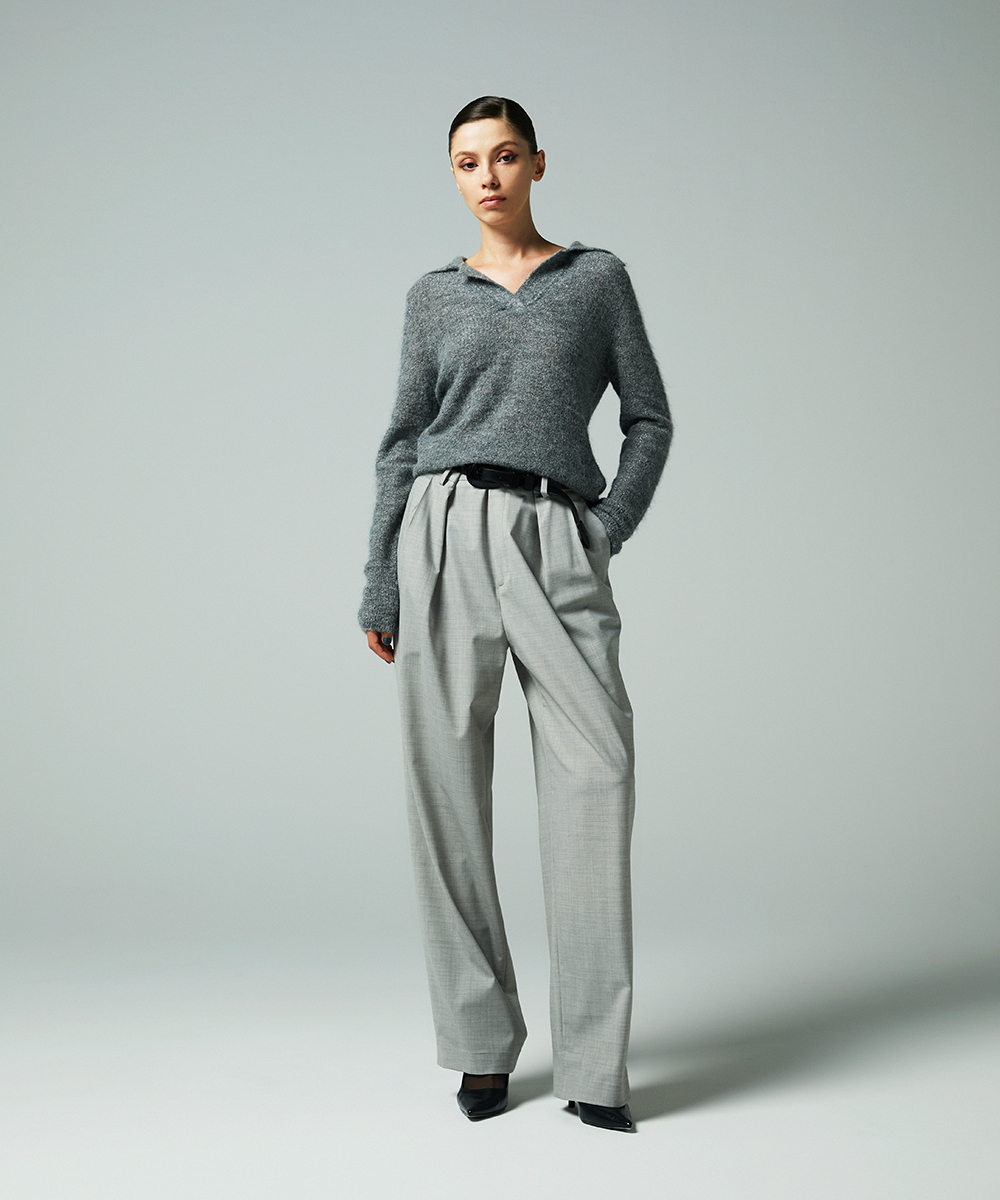 EAUVIRE ワイドテーパードパンツ ライトグレー