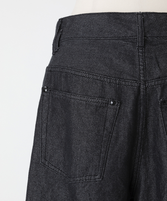 EAUVIRE ワイドストレートデニムパンツ ブラック