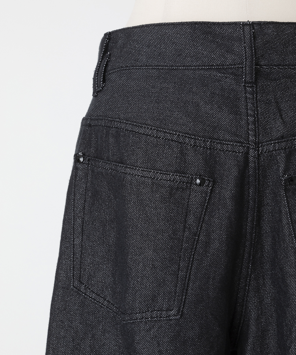 EAUVIRE ワイドストレートデニムパンツ ブラック