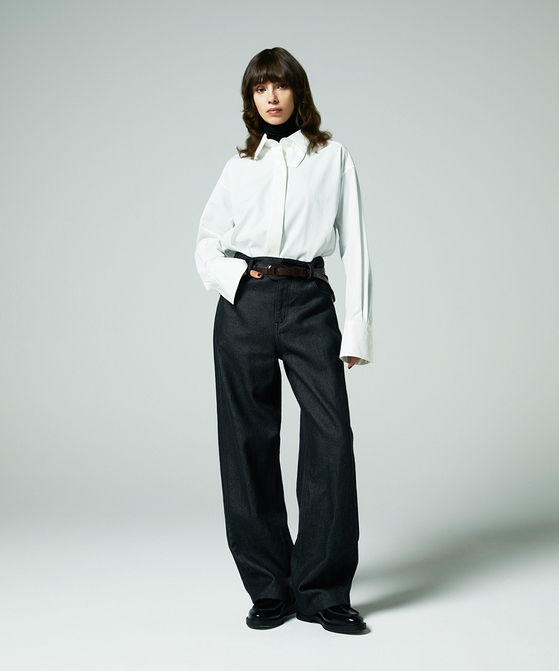 EAUVIRE ワイドストレートデニムパンツ ブラック