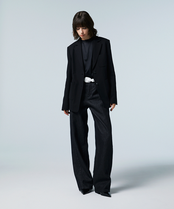 EAUVIRE ワイドストレートデニムパンツ ブラック