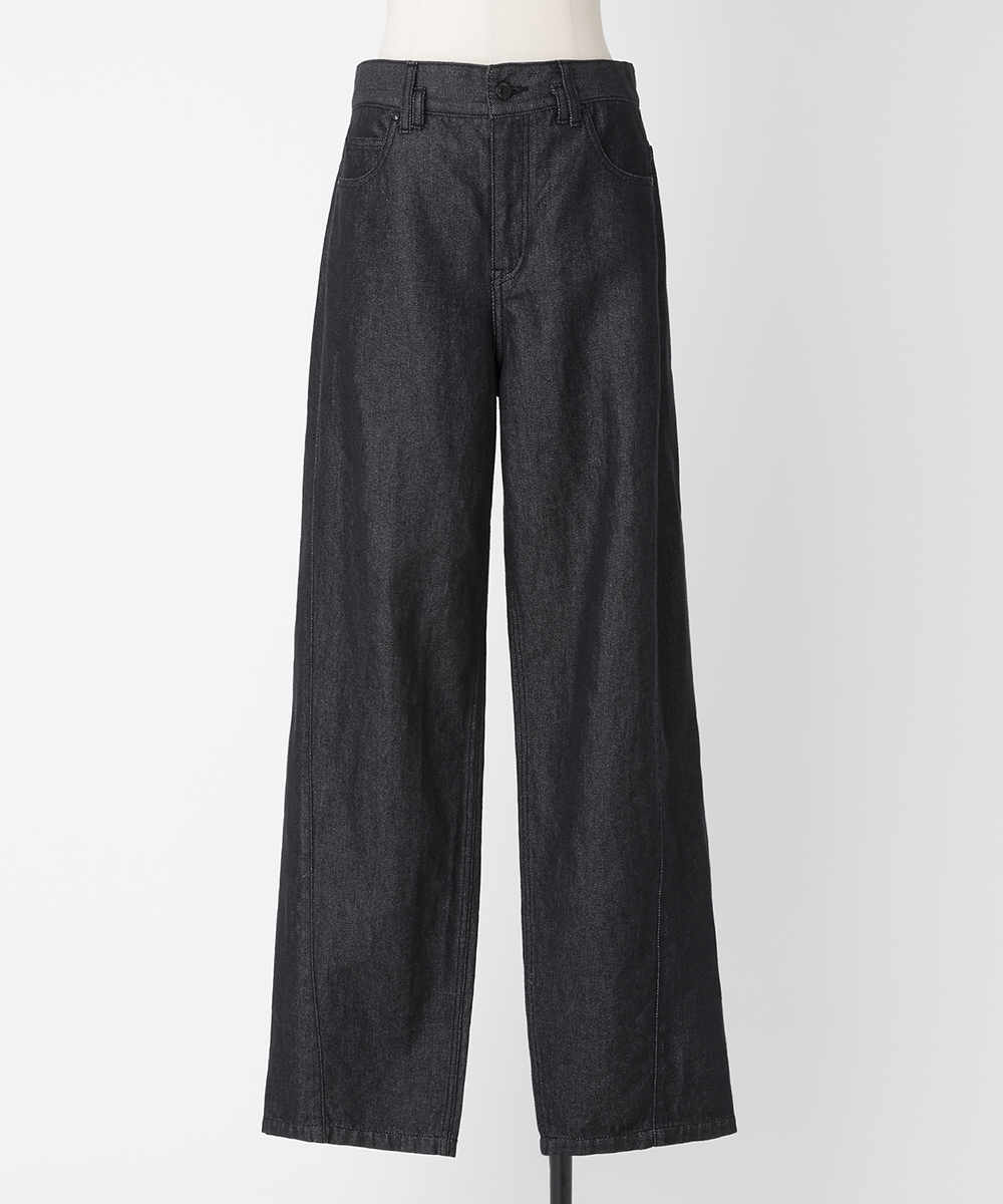 EAUVIRE ワイドストレートデニムパンツ ブラック