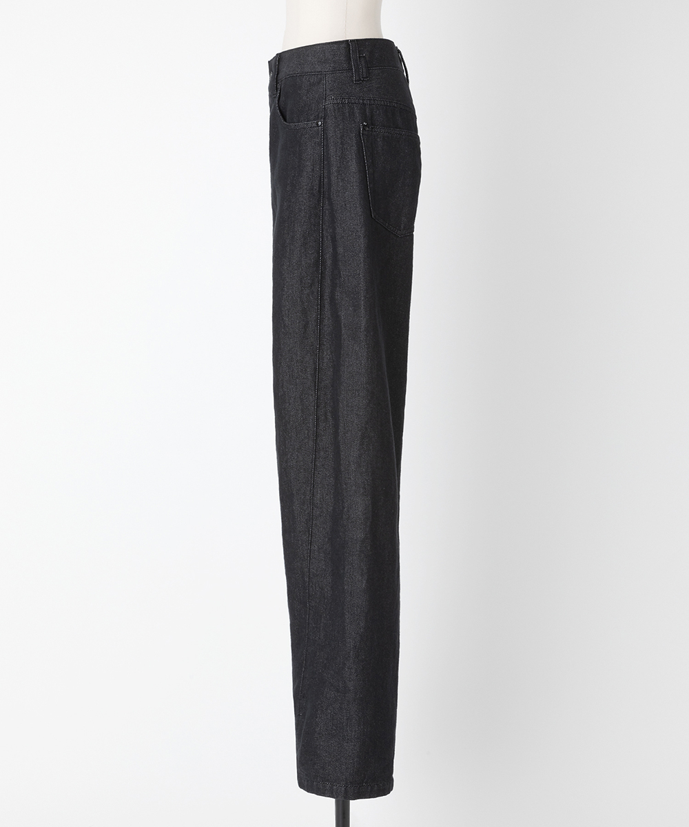 EAUVIRE ワイドストレートデニムパンツ ブラック