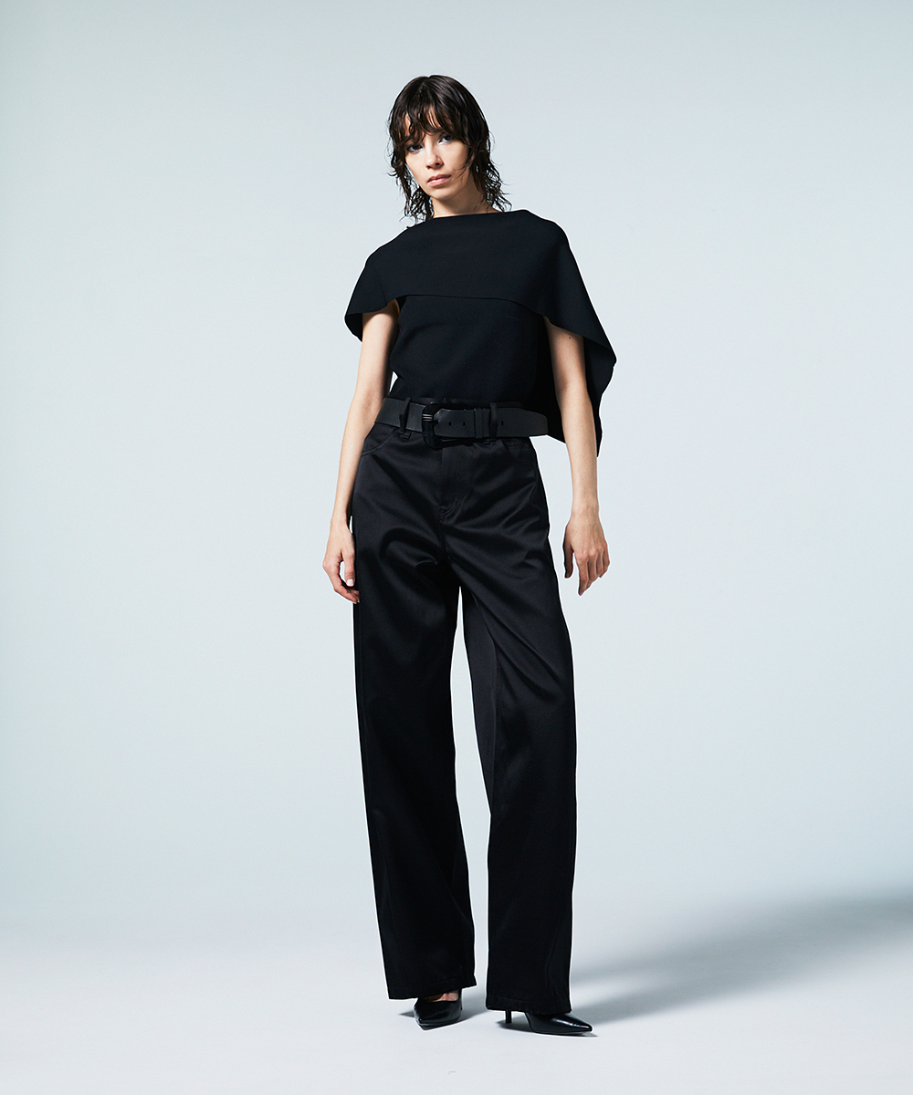 EAUVIRE ワイドストレートパンツ ブラック