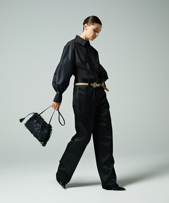 EAUVIRE ワイドストレートパンツ ブラック