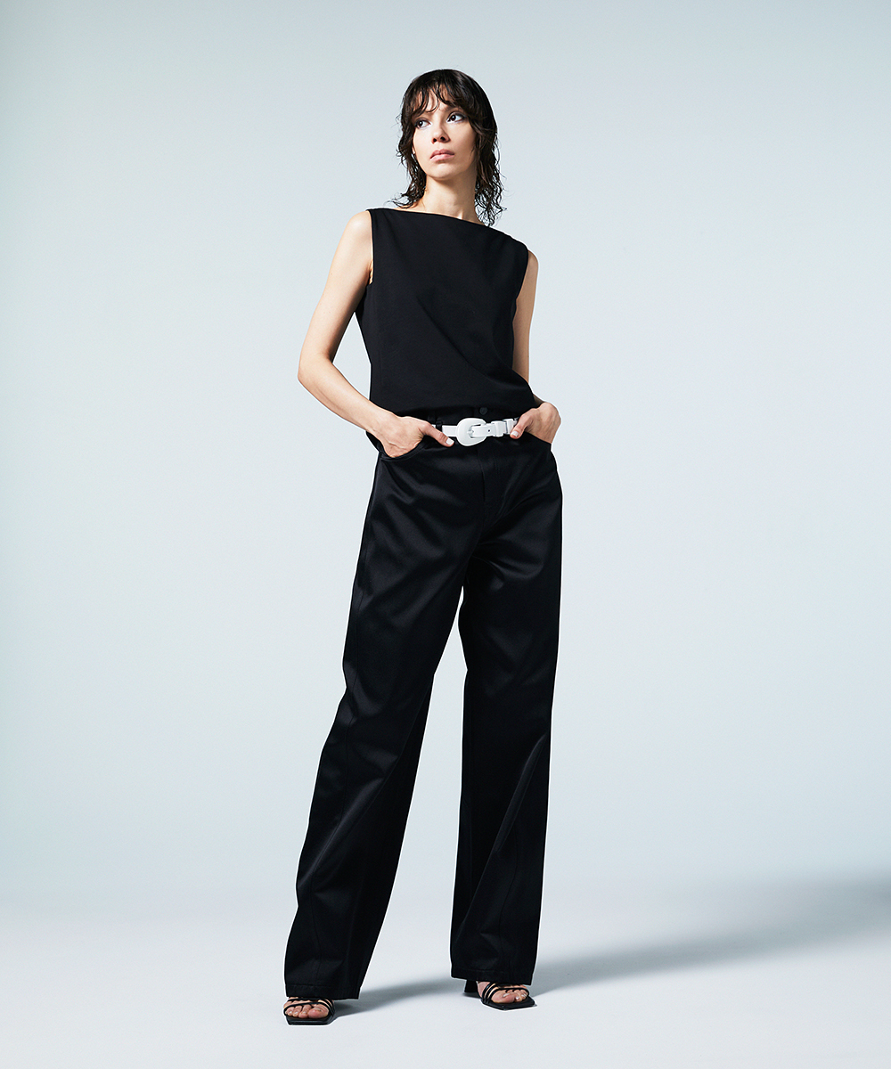 EAUVIRE ワイドストレートパンツ ブラック