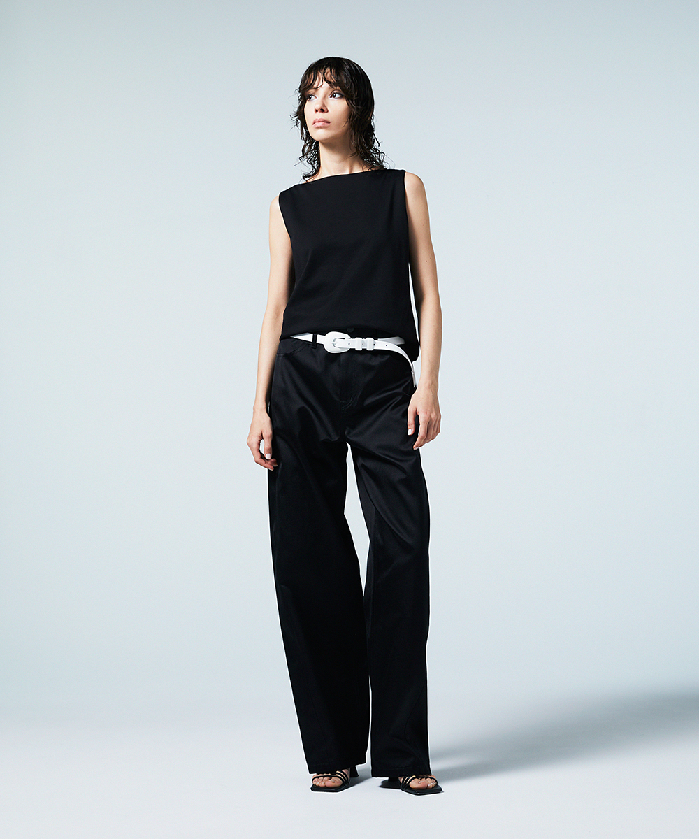 EAUVIRE ワイドストレートパンツ ブラック