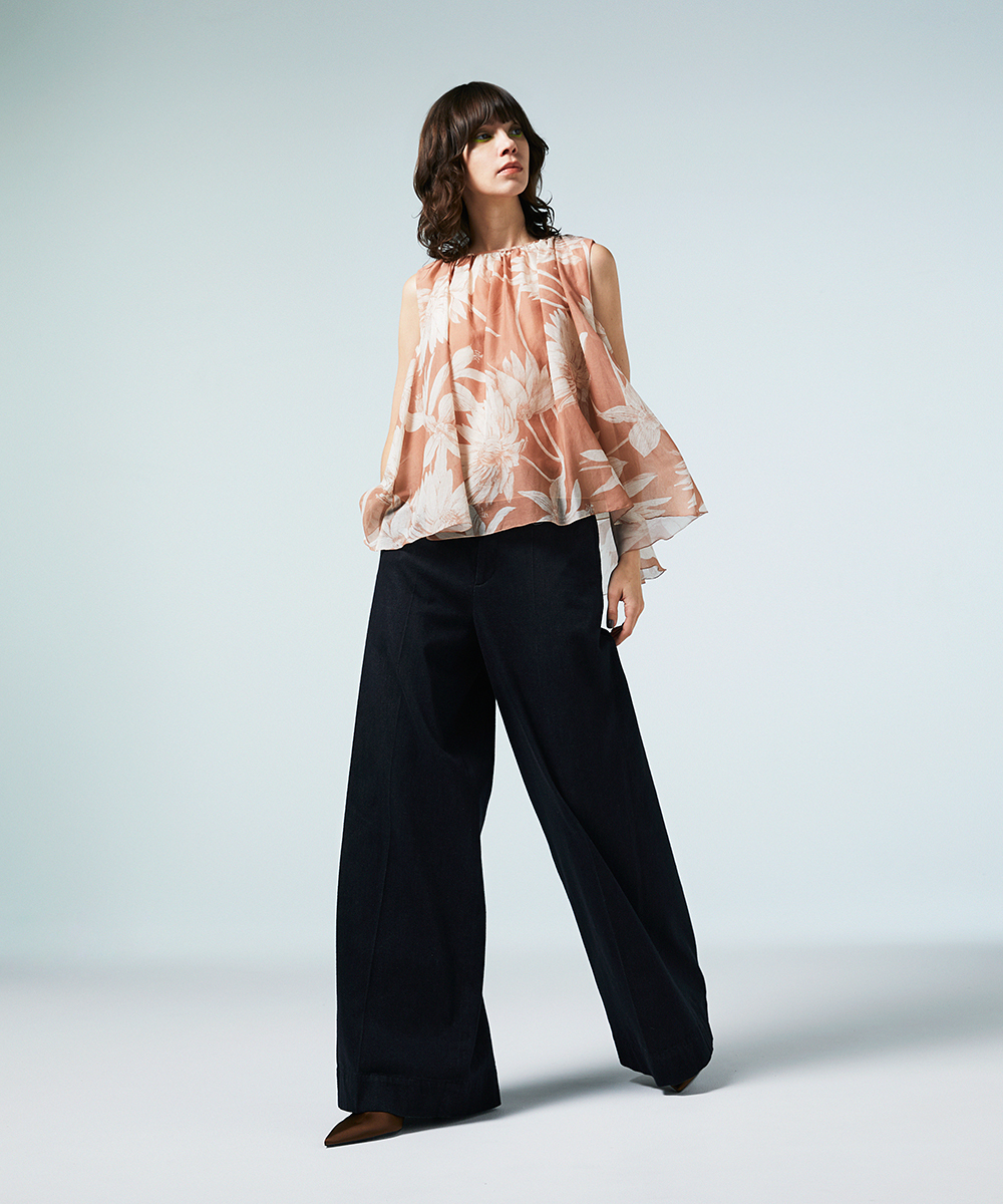 EAUVIRE ワイドストレートパンツ ブラック