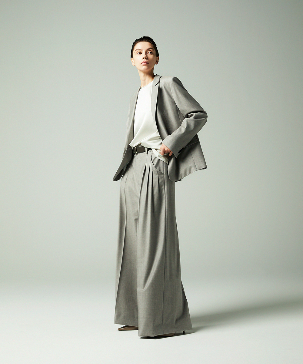 EAUVIRE 3タックワイドパンツ ベージュ