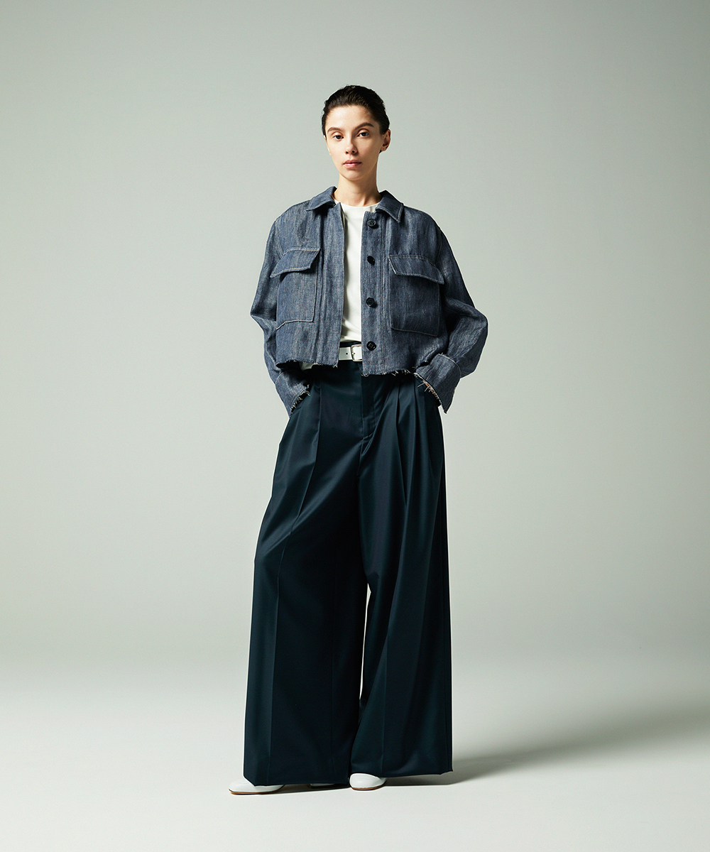 EAUVIRE 3タックワイドパンツ ブラック