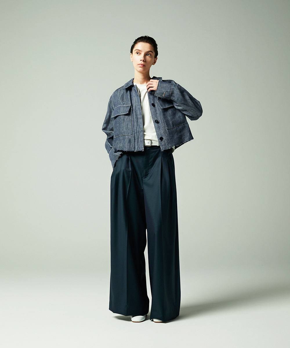 EAUVIRE 3タックワイドパンツ ブラック