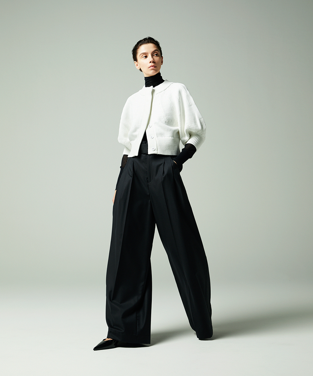 EAUVIRE 3タックワイドパンツ ブラック