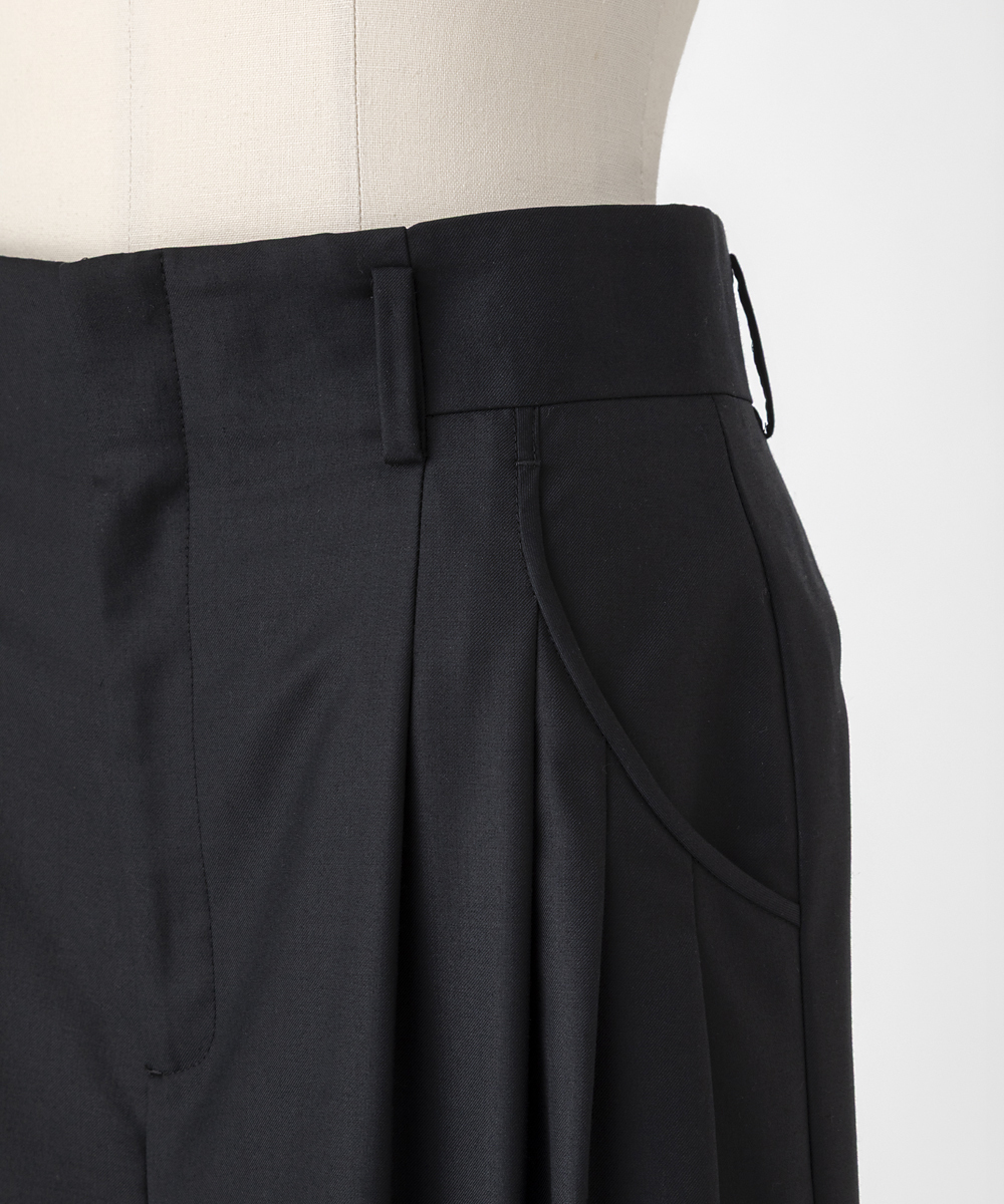 EAUVIRE 3タックワイドパンツ ブラック