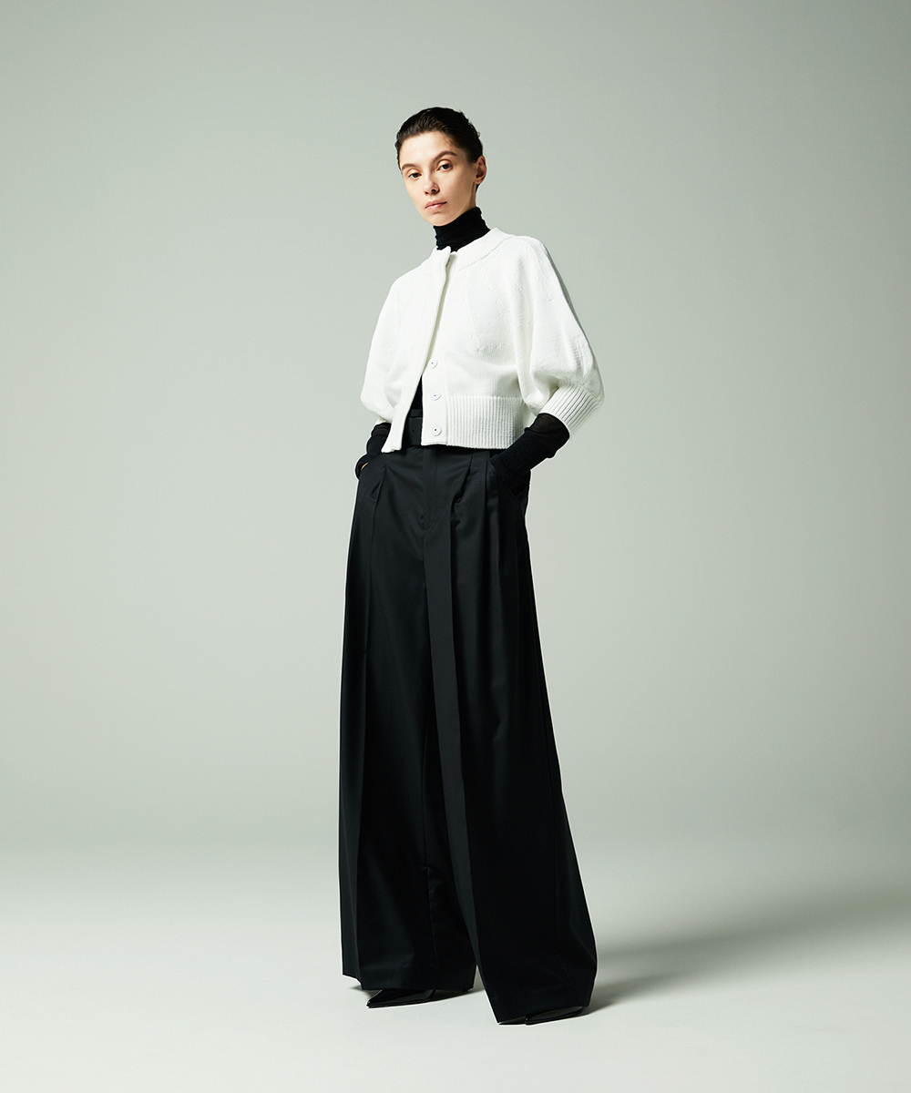 EAUVIRE 3タックワイドパンツ ブラック