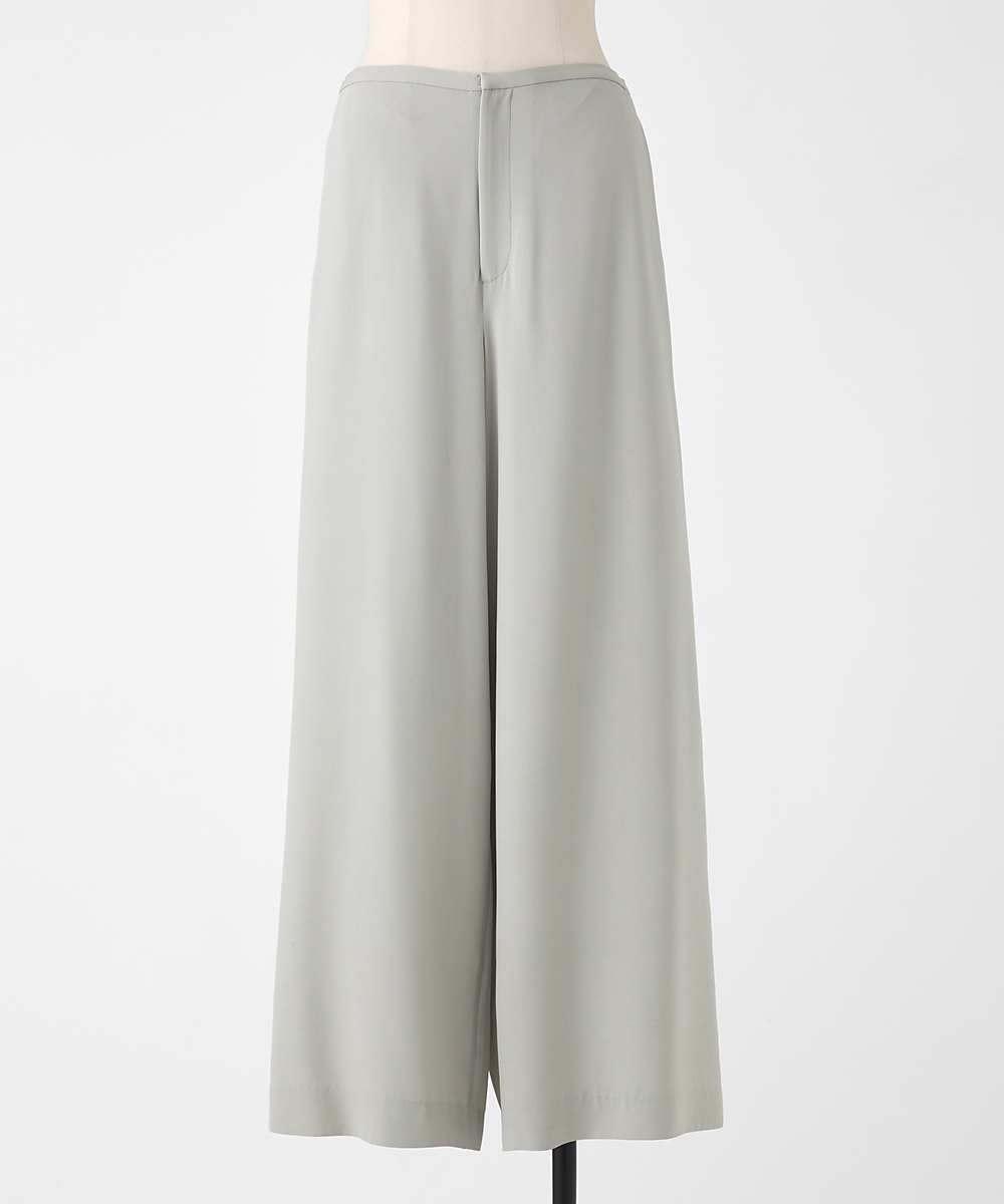 EAUVIRE シルクジョーゼットワイドフレアパンツ セージ