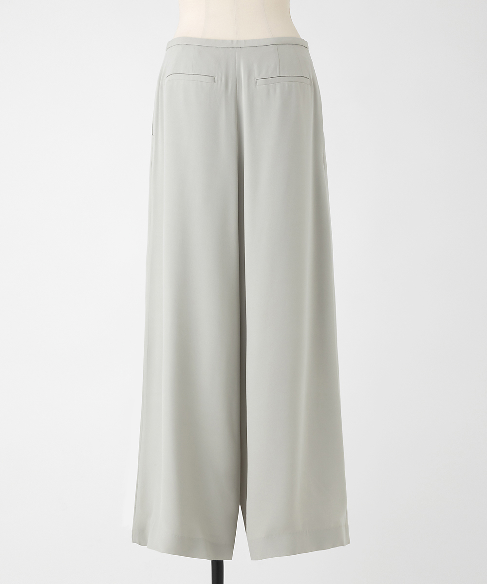 EAUVIRE シルクジョーゼットワイドフレアパンツ セージ