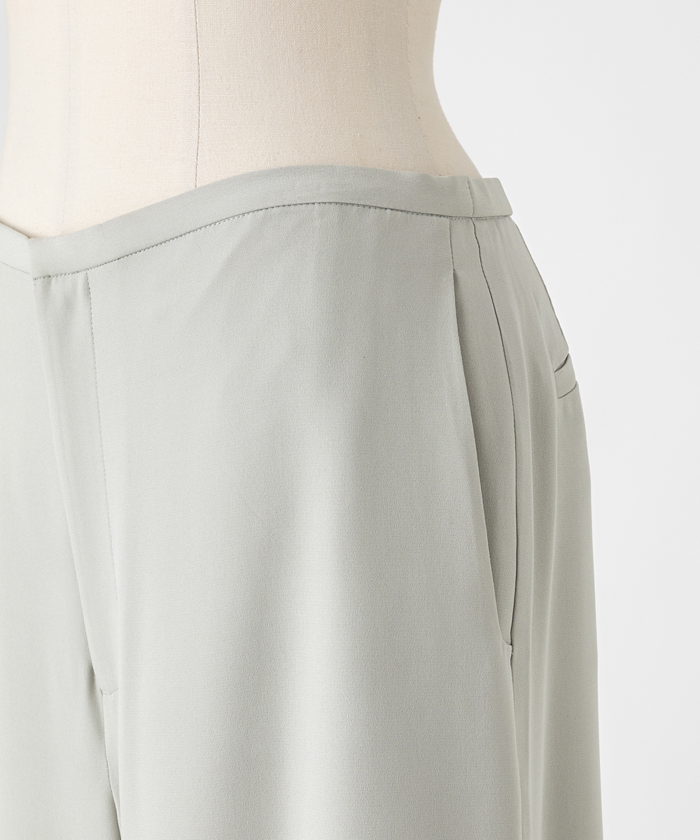 EAUVIRE シルクジョーゼットワイドフレアパンツ セージ