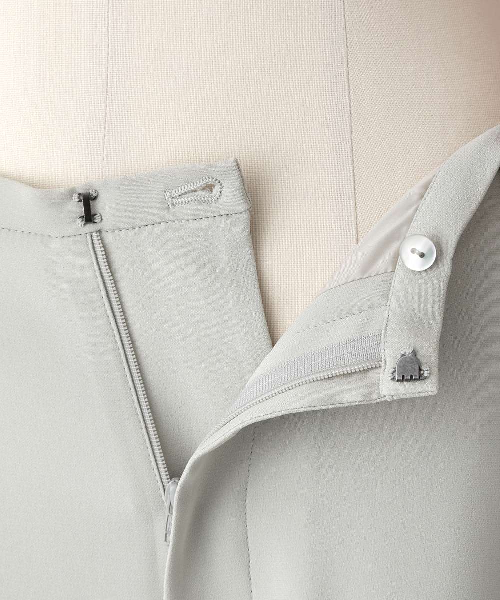 EAUVIRE シルクジョーゼットワイドフレアパンツ セージ