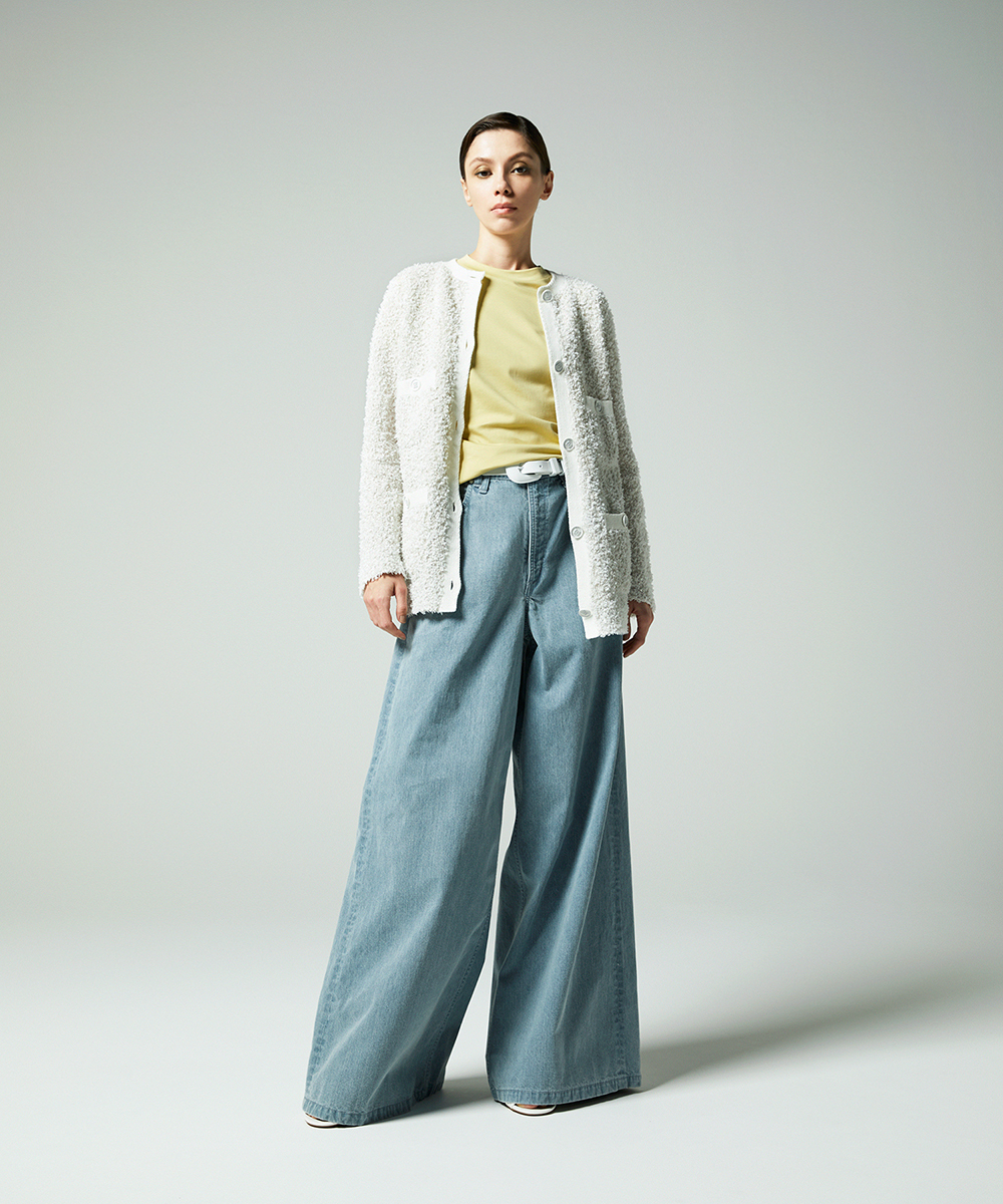 EAUVIRE ワイドレッグデニムパンツ ライトブルー