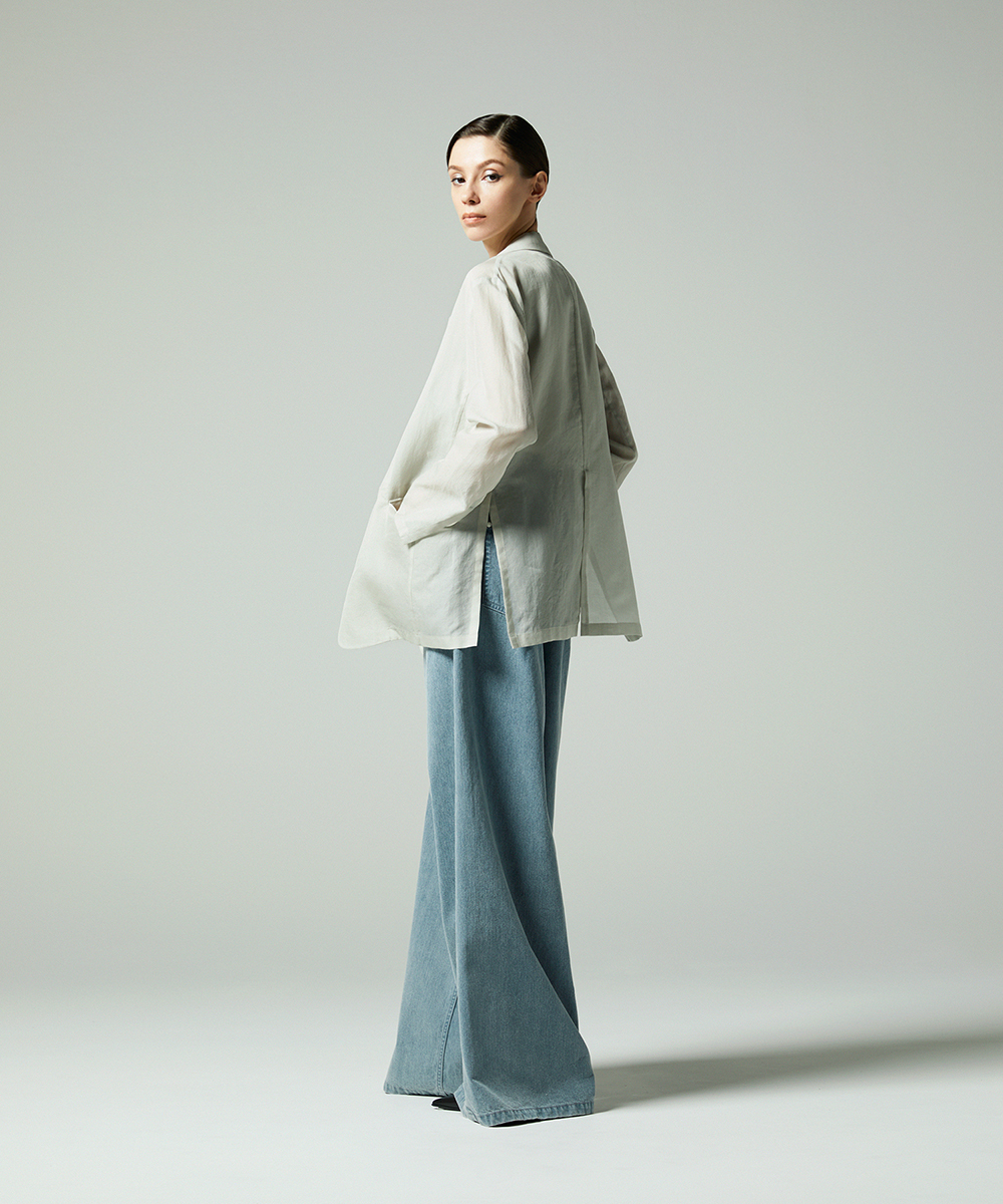 EAUVIRE ワイドレッグデニムパンツ ライトブルー