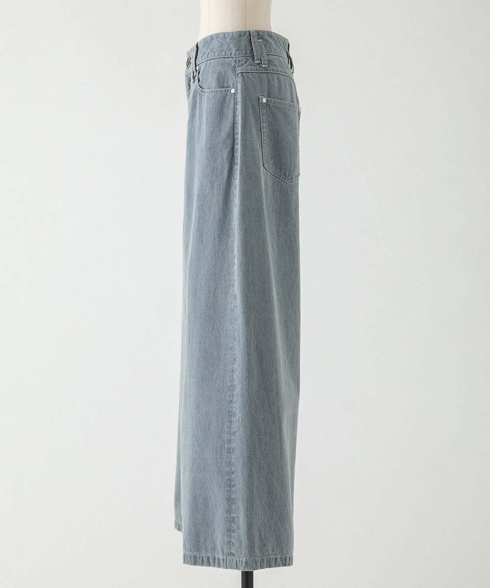 EAUVIRE ワイドレッグデニムパンツ ライトブルー