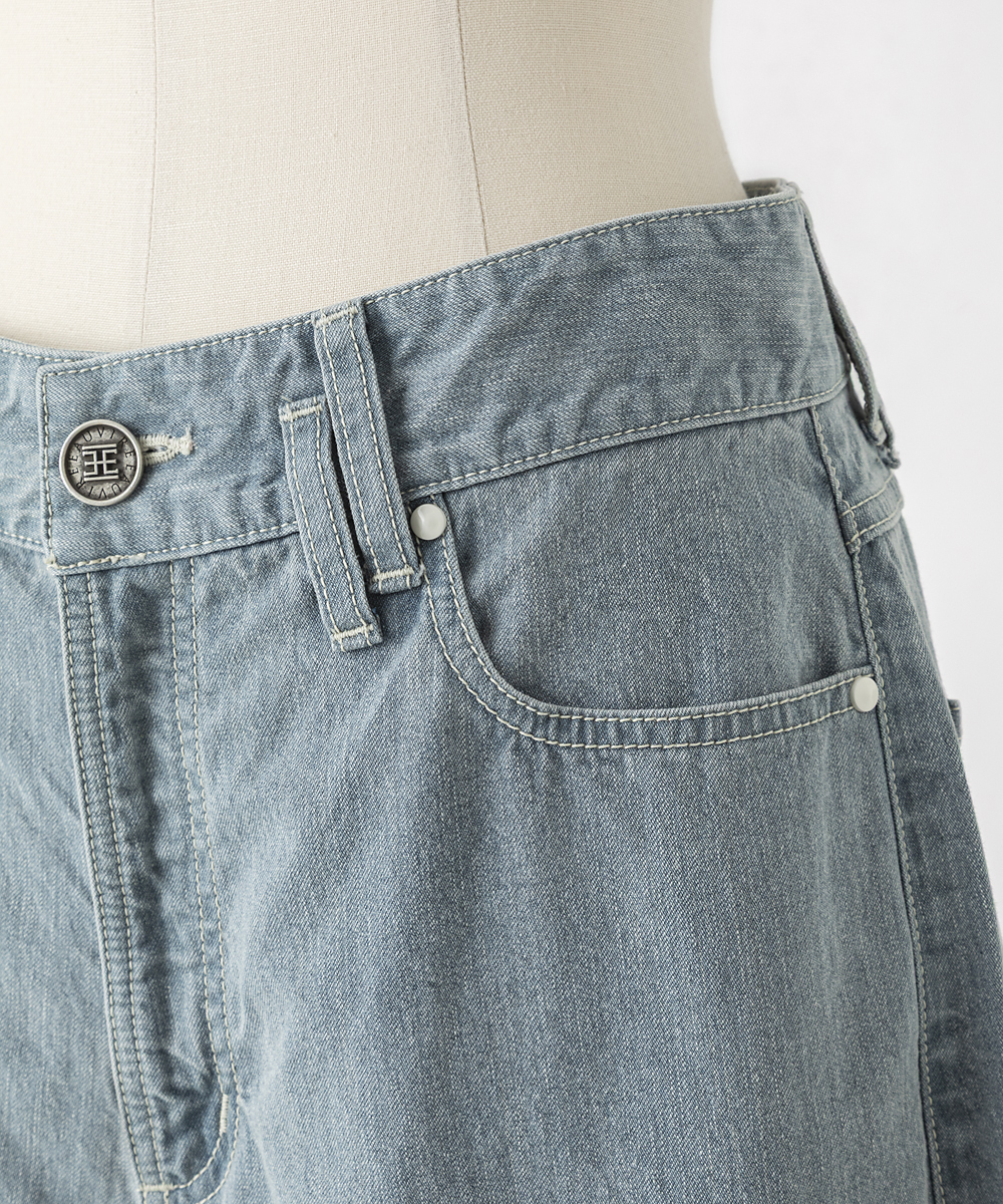 EAUVIRE ワイドレッグデニムパンツ ライトブルー