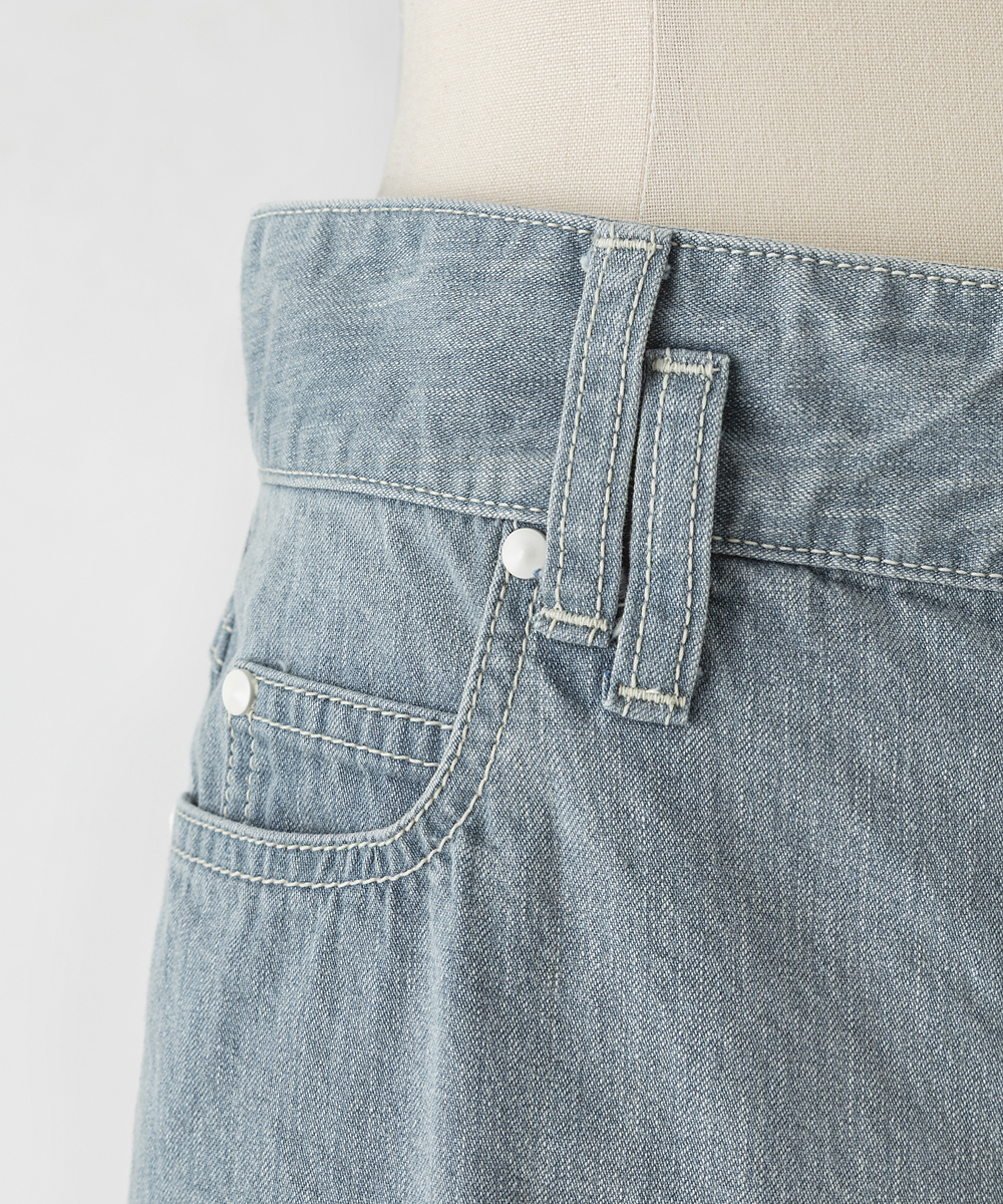 EAUVIRE ワイドレッグデニムパンツ ライトブルー