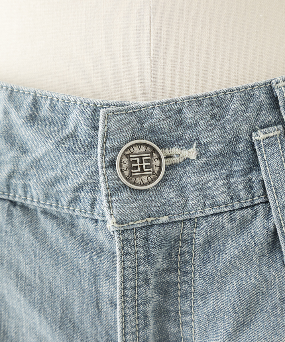EAUVIRE ワイドレッグデニムパンツ ライトブルー