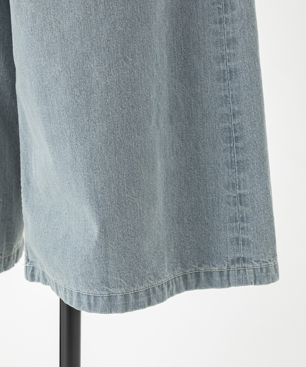 EAUVIRE ワイドレッグデニムパンツ ライトブルー