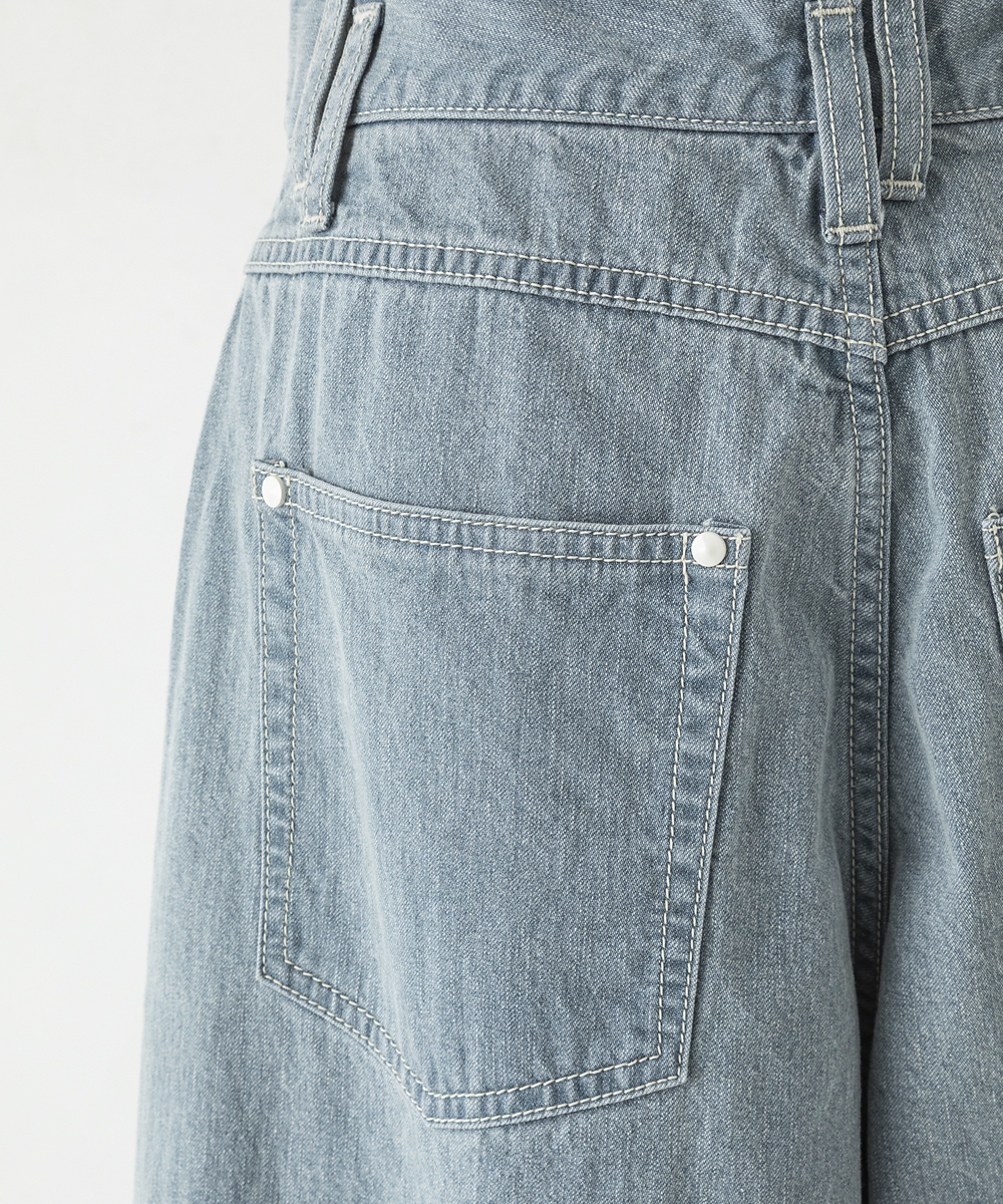 EAUVIRE ワイドレッグデニムパンツ ライトブルー