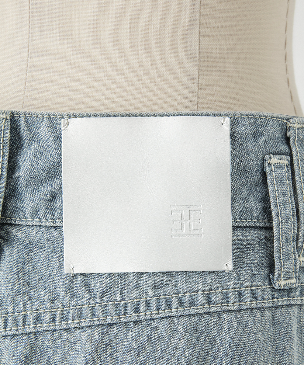 EAUVIRE ワイドレッグデニムパンツ ライトブルー