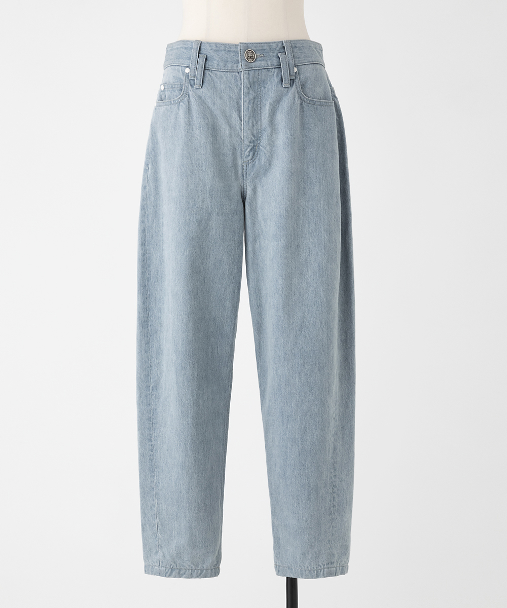 EAUVIRE バレルクロップドデニムパンツ ライトブルー