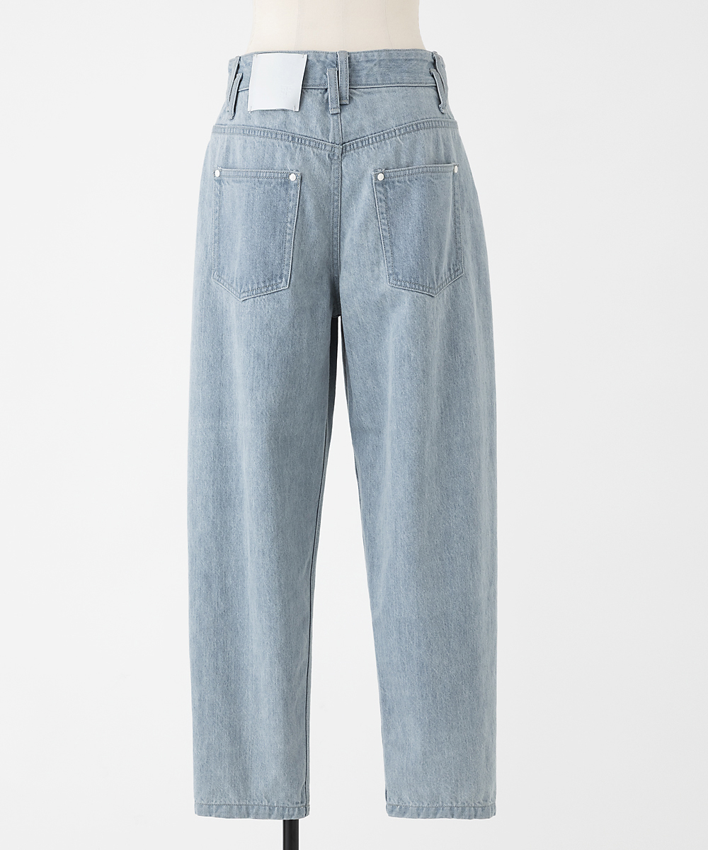 EAUVIRE バレルクロップドデニムパンツ ライトブルー