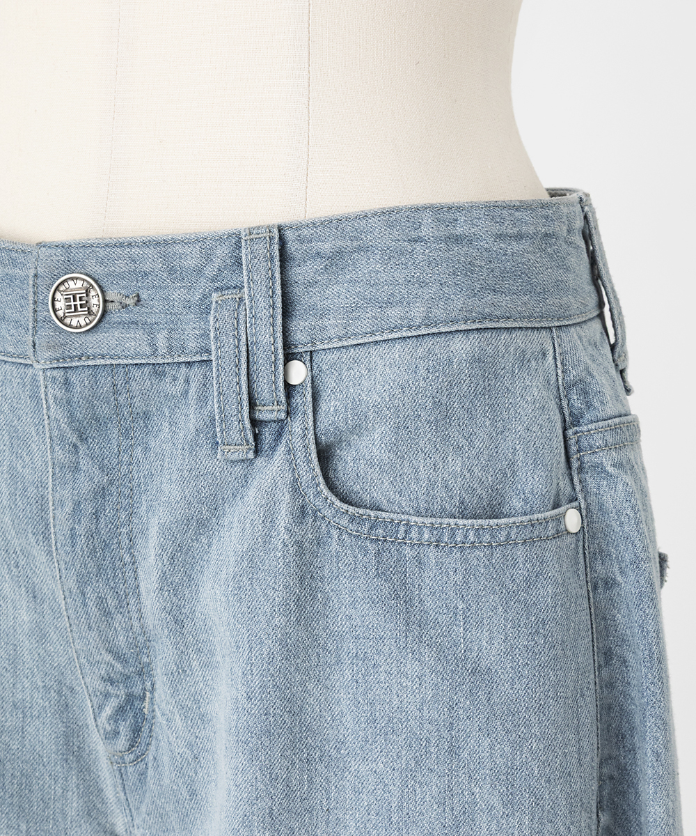 EAUVIRE バレルクロップドデニムパンツ ライトブルー
