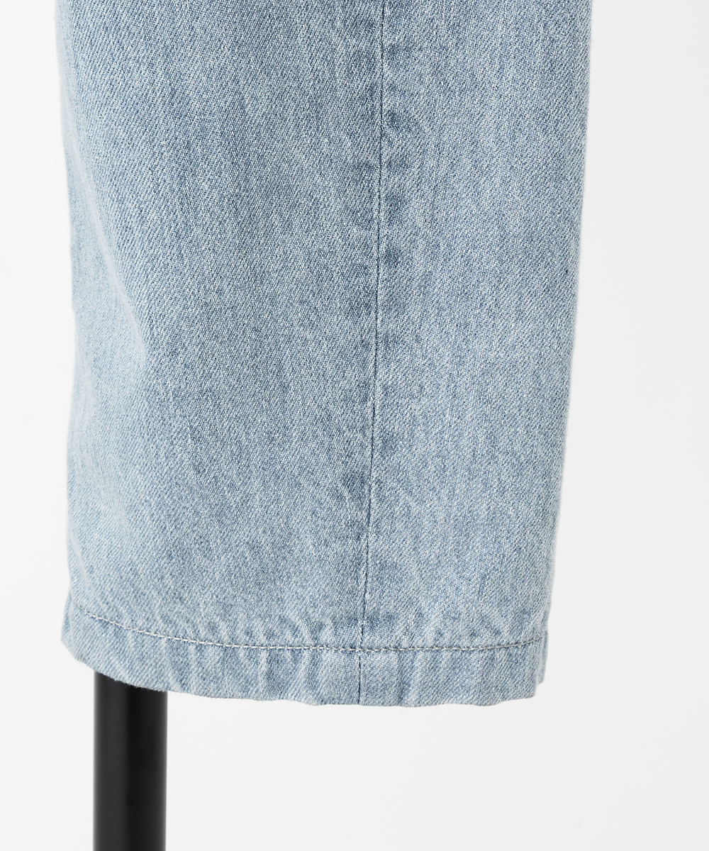 EAUVIRE バレルクロップドデニムパンツ ライトブルー