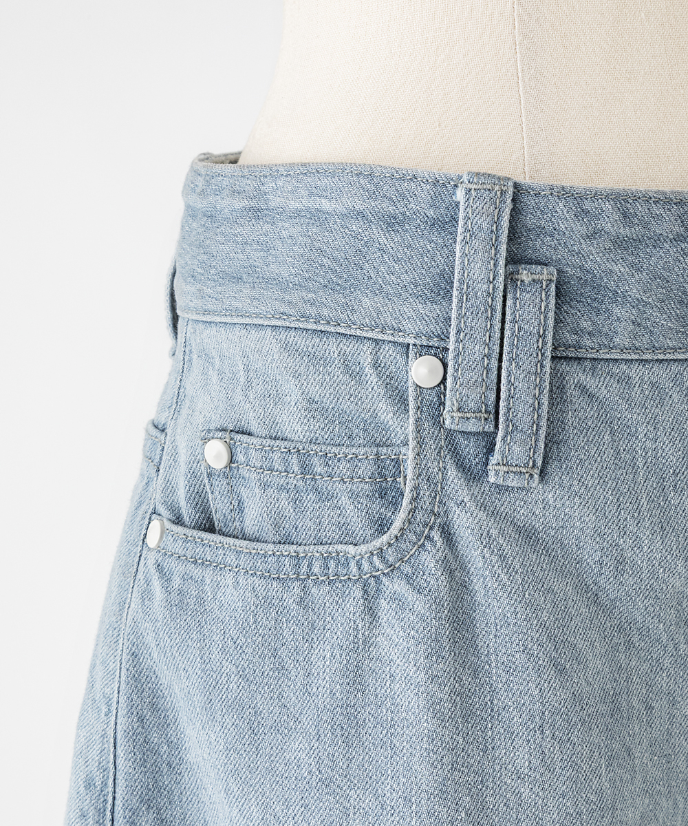EAUVIRE バレルクロップドデニムパンツ ライトブルー
