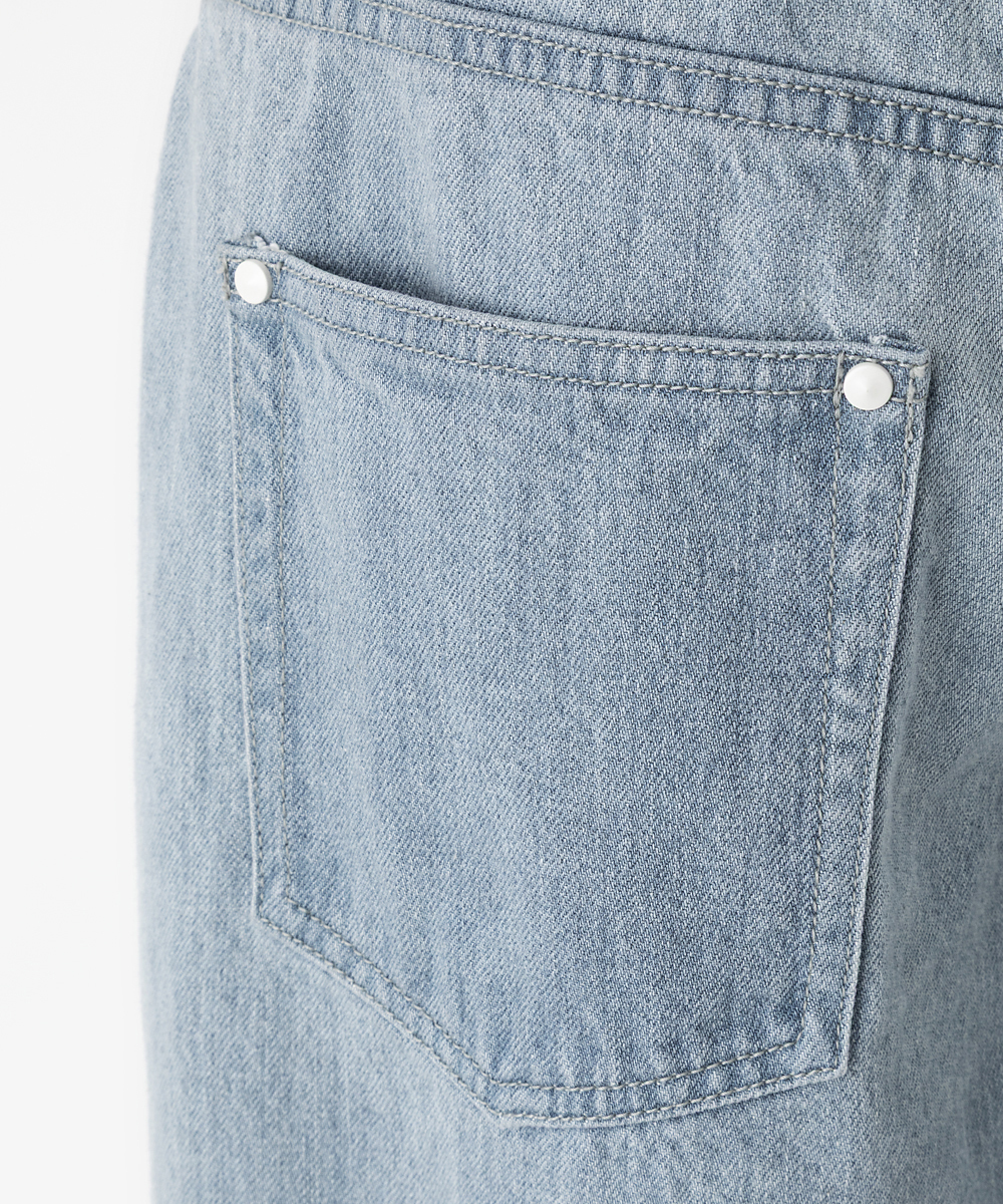 EAUVIRE バレルクロップドデニムパンツ ライトブルー