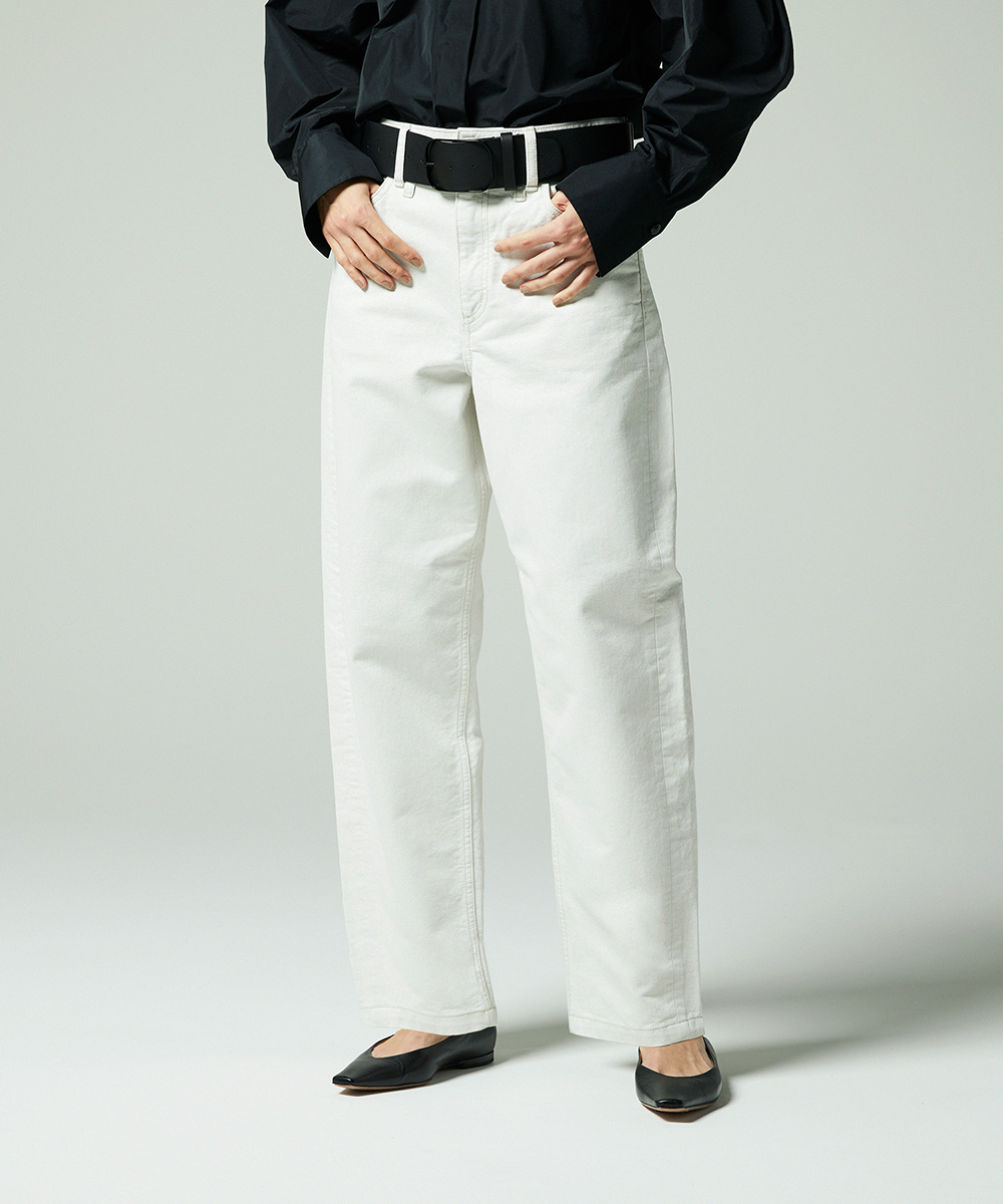 EAUVIRE ホワイトラメバレルパンツ ホワイト