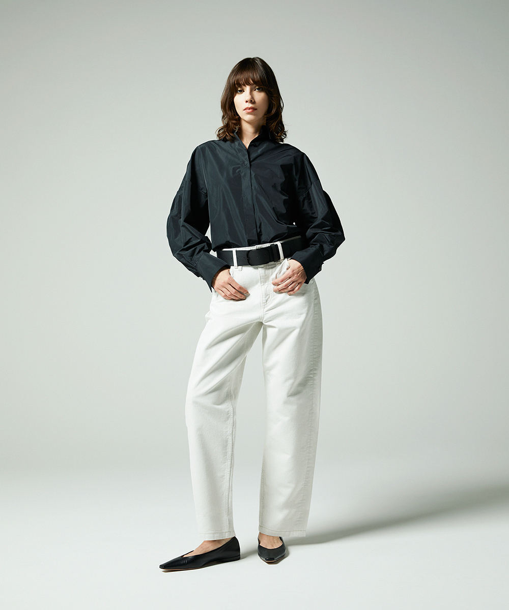 EAUVIRE ホワイトラメバレルパンツ ホワイト