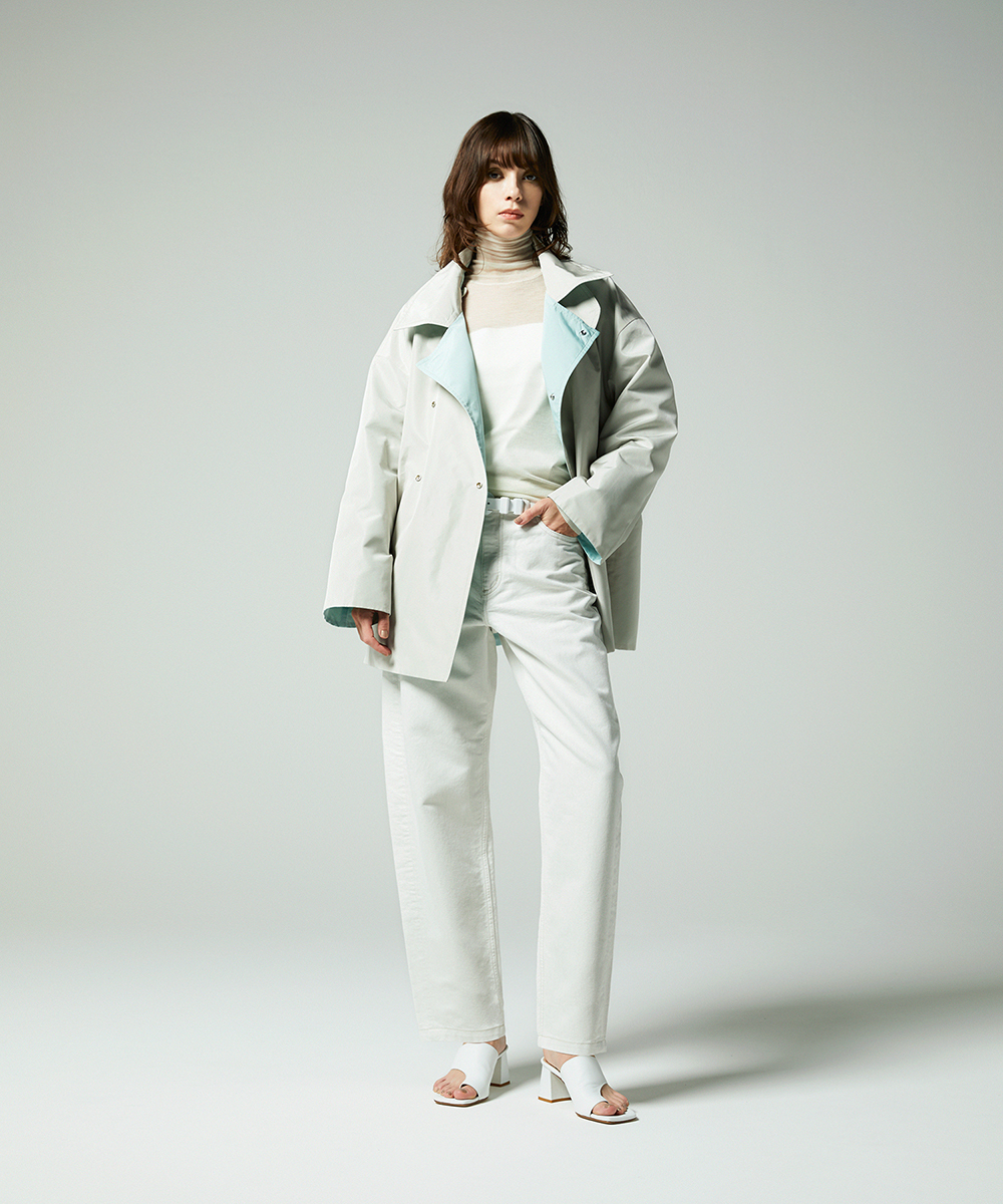 EAUVIRE ホワイトラメバレルパンツ ホワイト