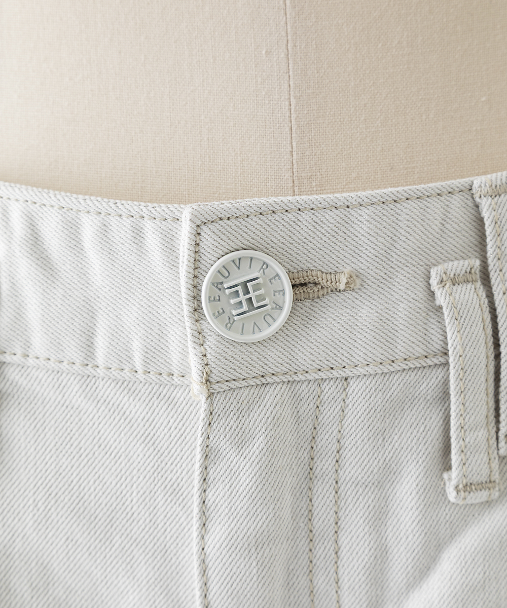 EAUVIRE ホワイトラメバレルパンツ ホワイト