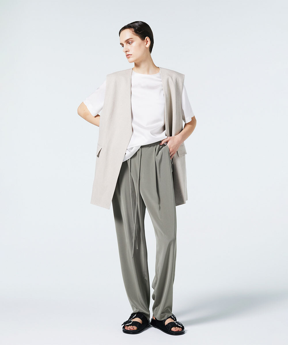 EAUVIRE シルク混ジョガーパンツ カーキ