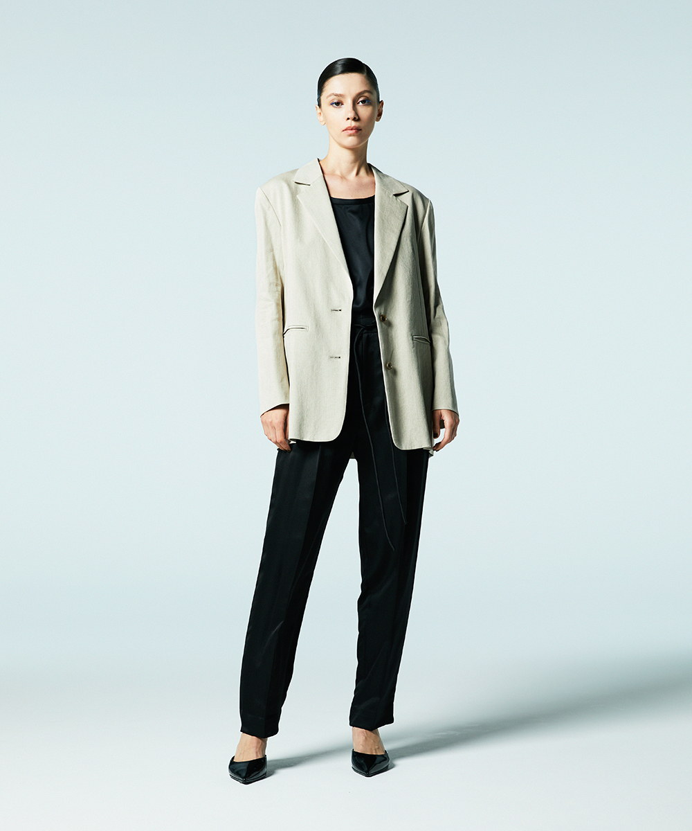 EAUVIRE シルク混ジョガーパンツ カーキ