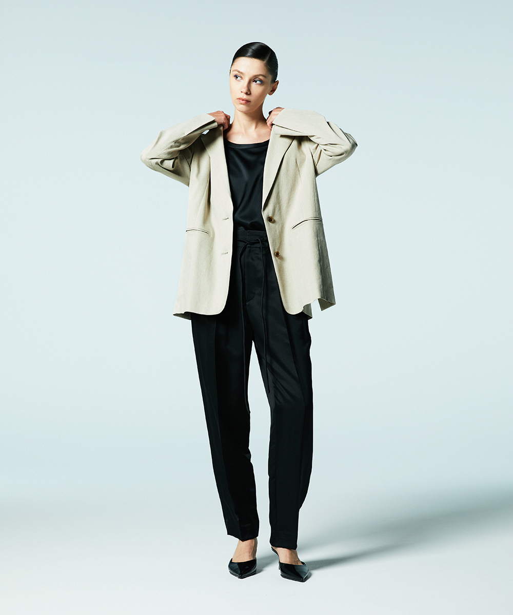 EAUVIRE シルク混ジョガーパンツ カーキ