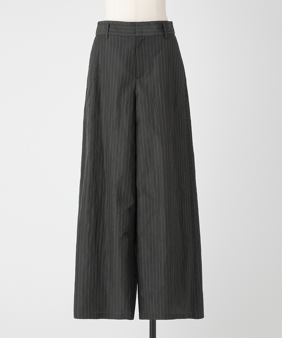 EAUVIRE ストライプワイドパンツ カーキストライプ