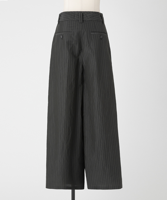 EAUVIRE ストライプワイドパンツ カーキストライプ