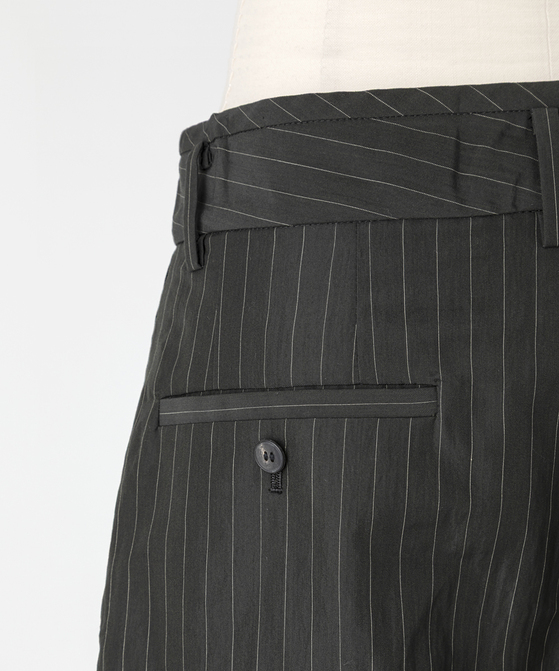 EAUVIRE ストライプワイドパンツ カーキストライプ