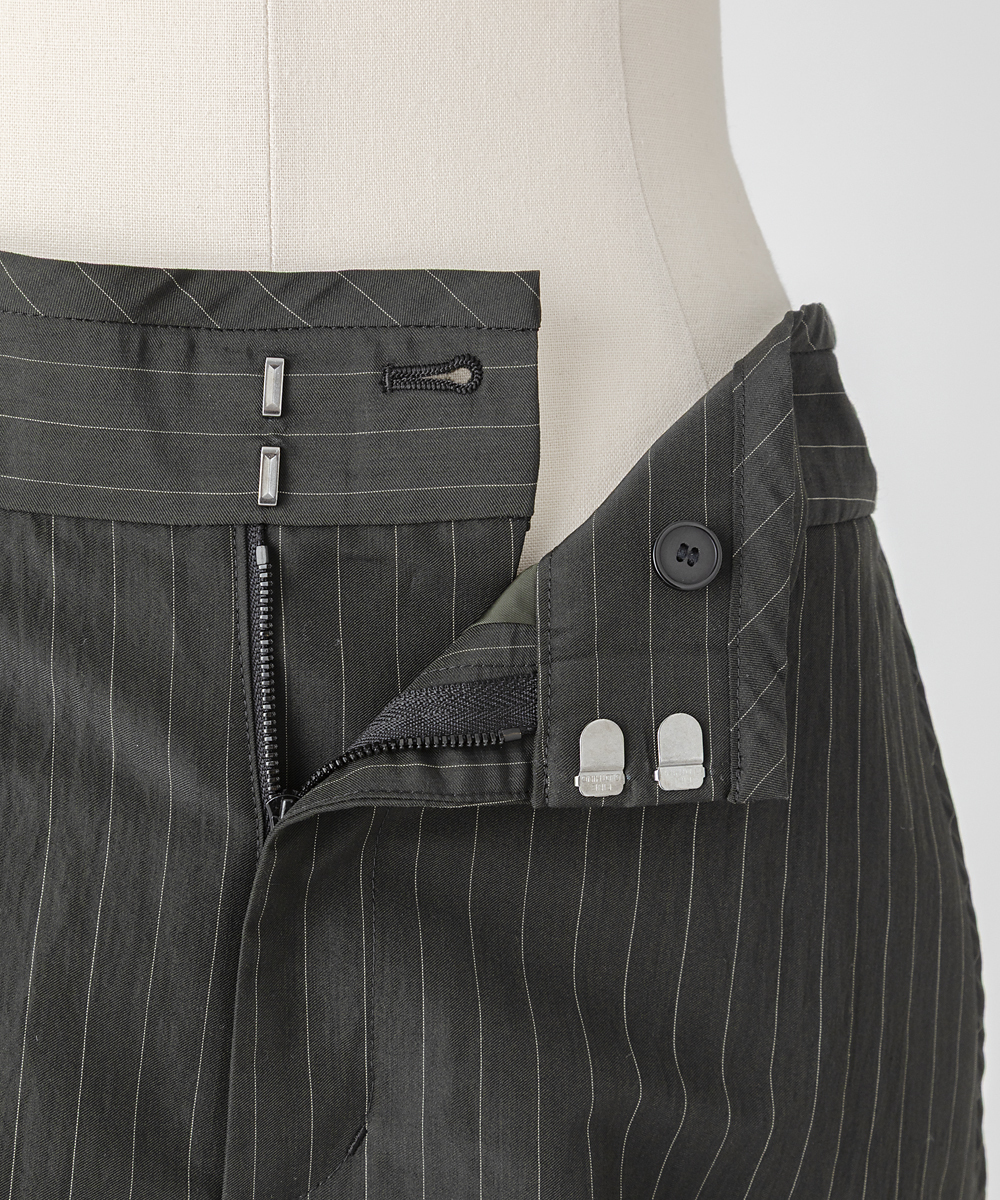 EAUVIRE ストライプワイドパンツ カーキストライプ